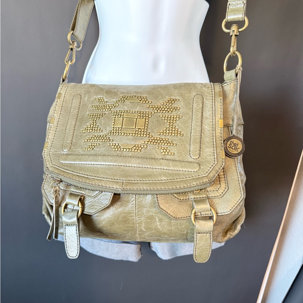 The Sak Silverlake Crossbody Bag studded leather in olive green
